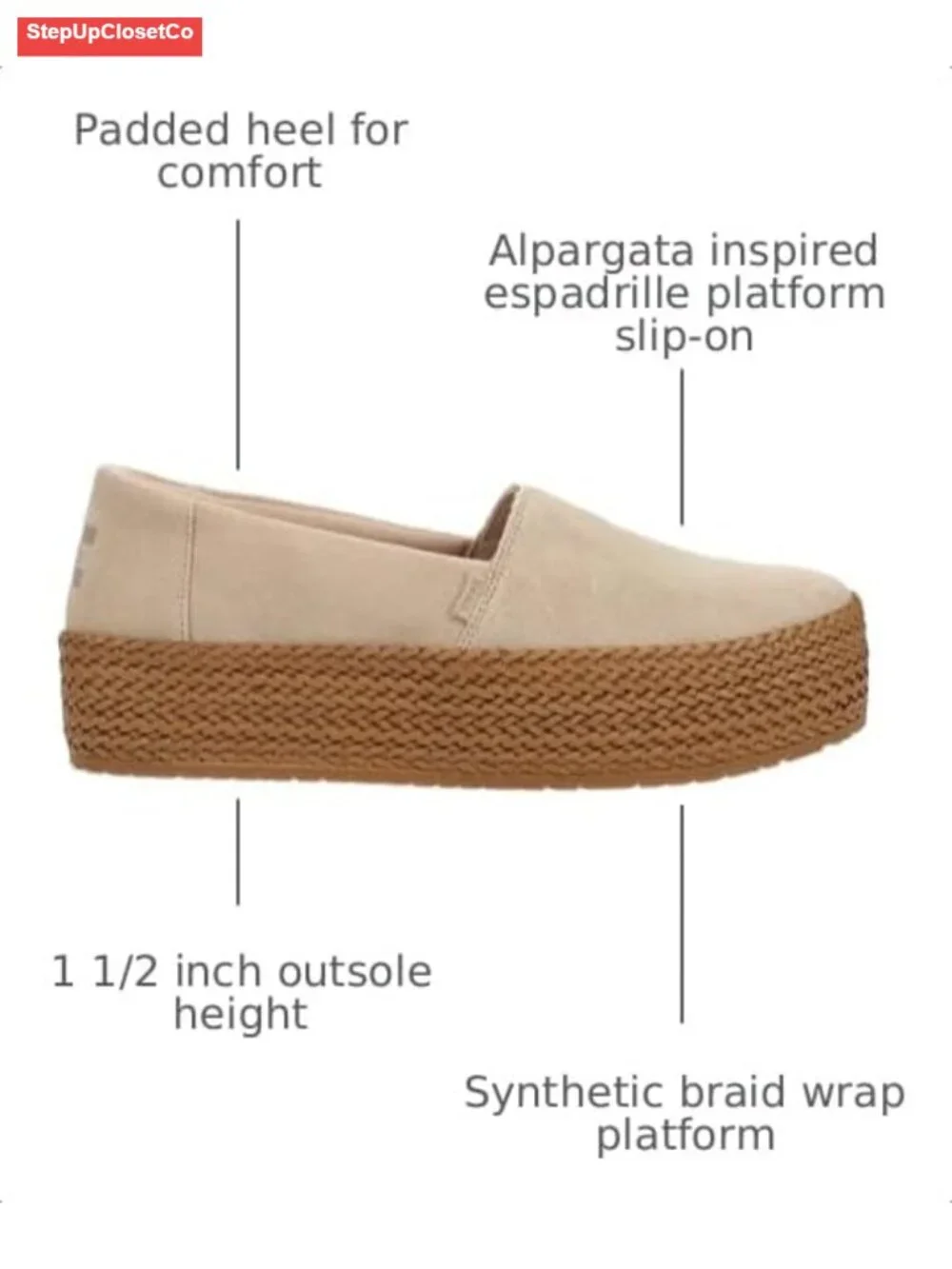 Espadrille Platform Slip-On with Suede Upper and Braid Wrap